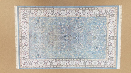 Rug, Rectangle with Fringe, Blue, Cream