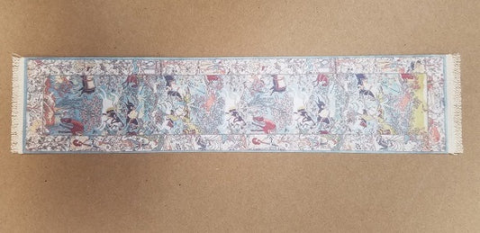 Runner with Fringe, Blue, Burgandy