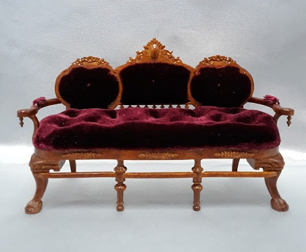 Victorian Sofa, Burgandy Velour