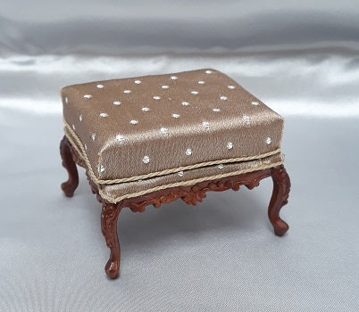 Louis XV Ottoman, Tan, Walnut