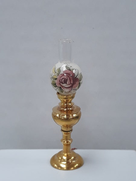 Floral Brass Table Lamp, Floral Shade