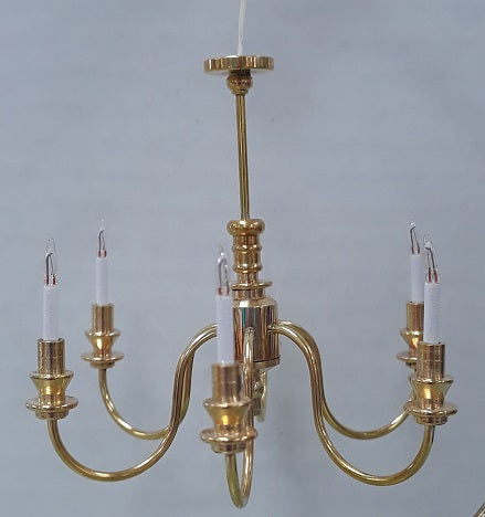 6-Arm Chandelier, Brass