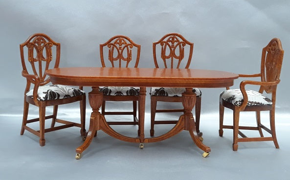 Edwardian Hepplewhite Dining Room Set, 5pc, New Walnut