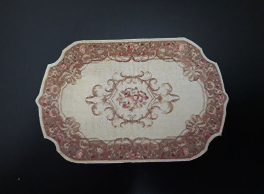 1/2" Scale Oval Rug, Cream, Tan