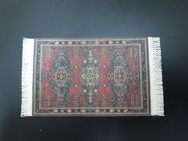 1/2" Scale Rug with Fringe, Red & Blue