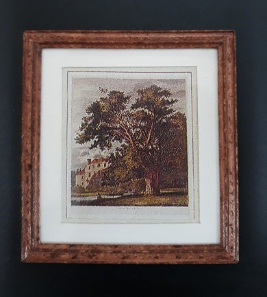 Framed Print, Tree with House,Lake