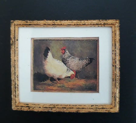 Framed Print, 2 Hens