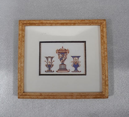 Framed Print, Blue & Gold Vases, A