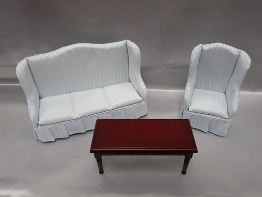 Living Room Set, 3pc, Light Blue