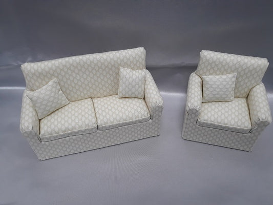 Living Room Set, 2pc, Cream Oval