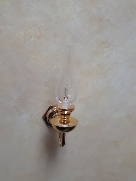 Brass Hurricane Wall Sconce, Clear Chimney