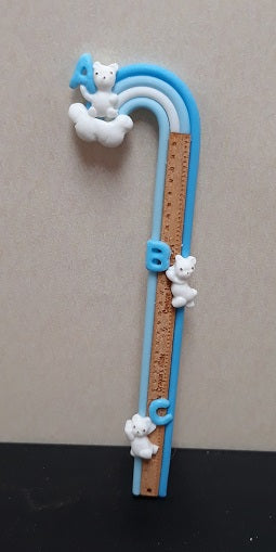 Growth Chart, Blue Rainbowith Bear