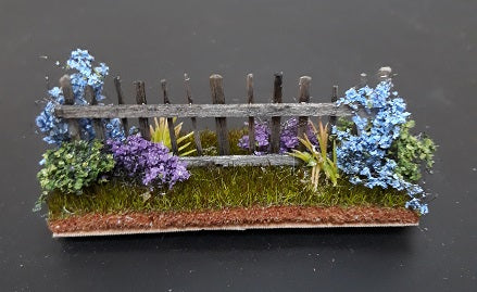 1/2" Scale Garden Fence with Blue Flowers