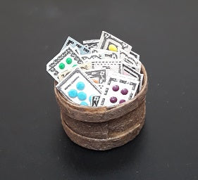 Button Cards in Wooden Basket