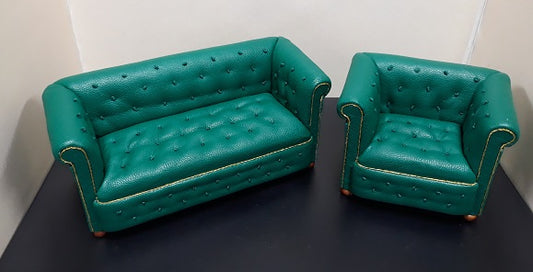 Chesterfield Sofa & Chair, Green