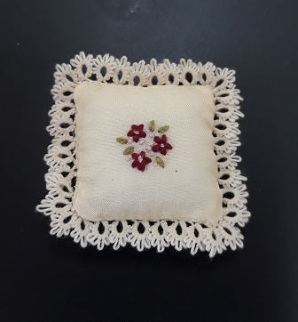 Embroider Silk Pillow, Cream