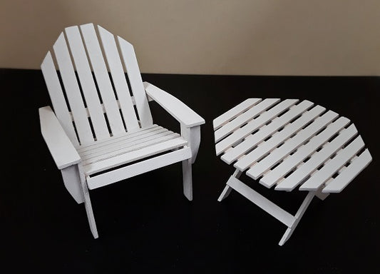 Adirondack Chair & Table, White