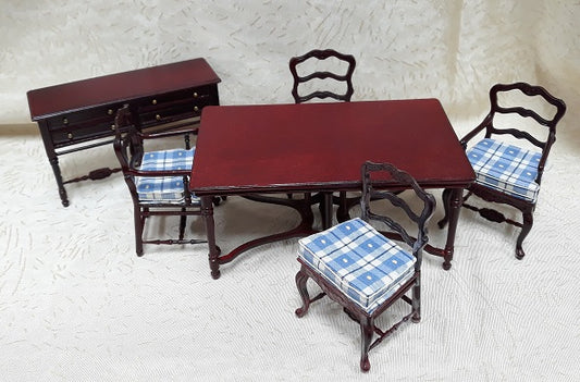 CBB093, Marne Ladderback Dining Room Set, 6pc, Mahogany