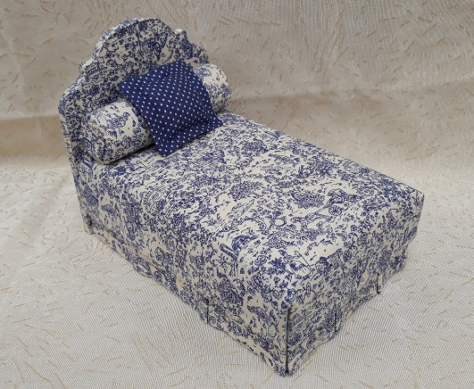 Blue Toile Bed, Handmade