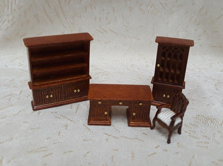 1/4" Scale Victorian Study Set, 4pc, Walnut