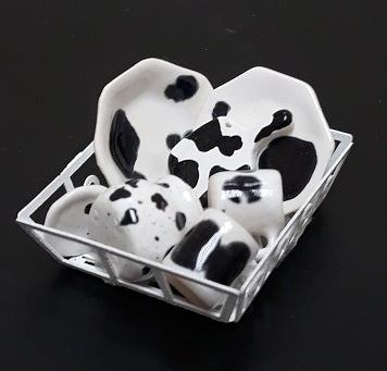 Dish Drainer Filled with Cow Dishes