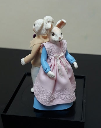 1/2" Scale Bunny Mom & Dad, Handsculpted