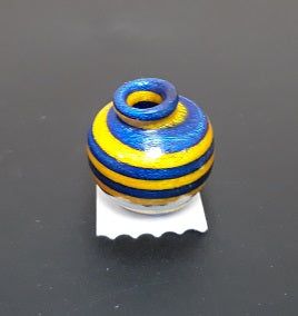 Spiral Turned Wood Vase, Blue, Yellow