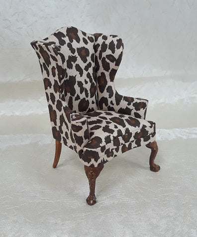 Wing Chair, Leopard, Walnut