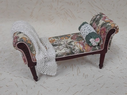 Bed Bench, Mahogany, Green Floral with Blanket