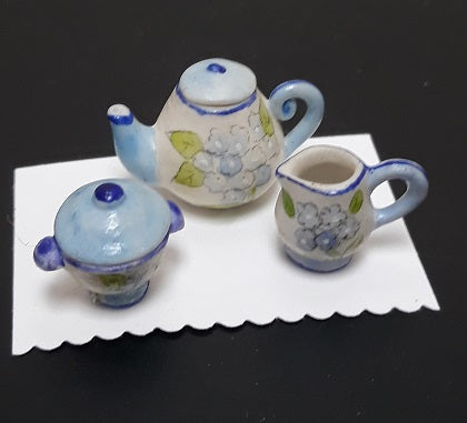 Tea Set, Blue Floral