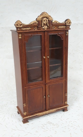 CCB0120, Empire Display Cabinet, New Walnut & Gold