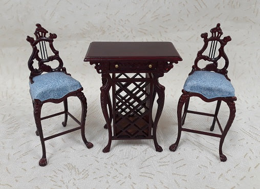 CCB0184, Lyre Bar & 2 Chairs, Mahogany