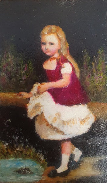 Oil Painting, Stroll in Park, Girl