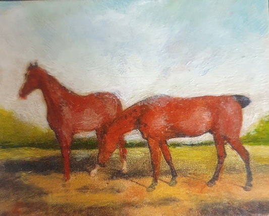 Oil Painting, Grazing Horses