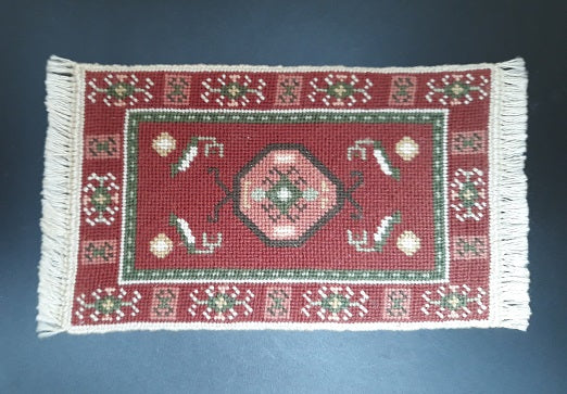 Petit Point Rug, Burgandy, Green, Cream