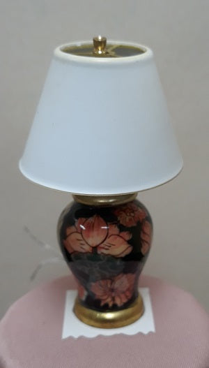 Porcelain Black Floral Vase with White Shade