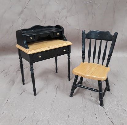 Modern Desk & Chair, Black, Oak