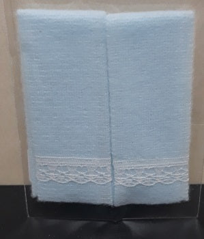 Lace Trim Towel Set, Blue