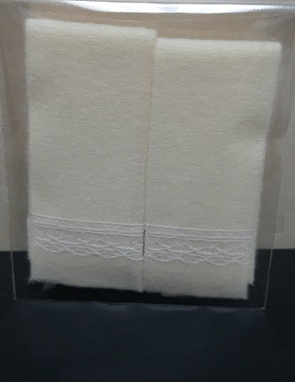 Lace Trim Towel Set, Cream