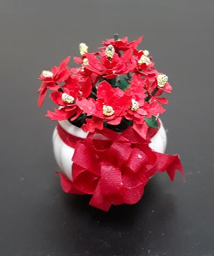 Red Poinsettia in Porcelain Pot