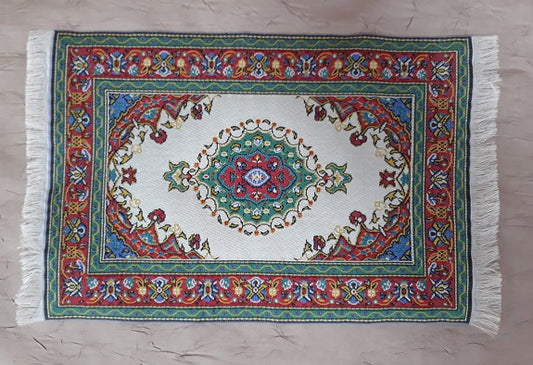 Rug, Oriental, Red, Green, White