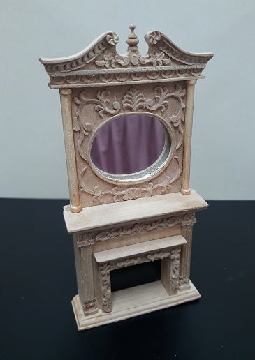 1/2" Scale Fireplace with Over Mantel, Unfinished