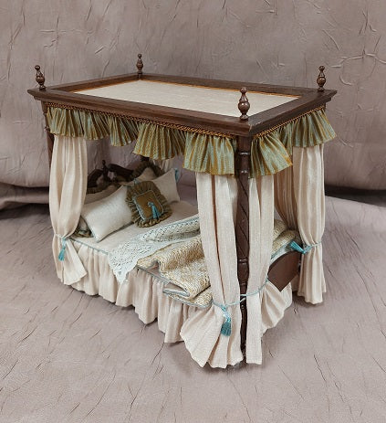 Canopy Bed, Dressed, Cream, Blue