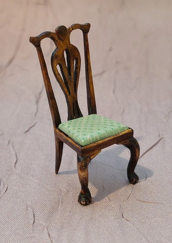 1/2" Scale Handcarved Side Chair, Walnut