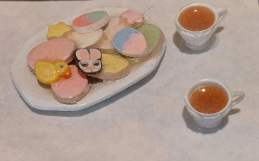 Tray of Easter Cookies & Tea