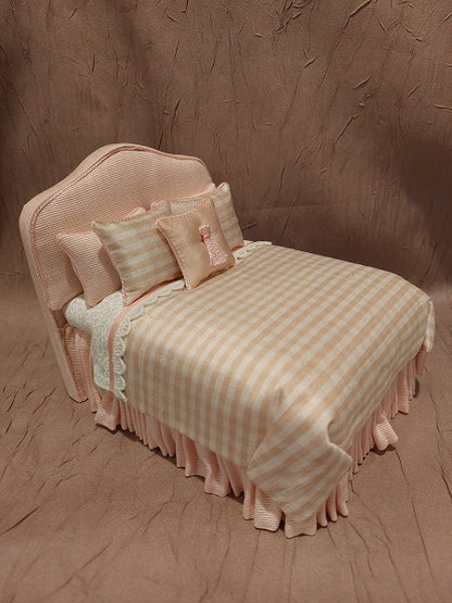 Double Bed, Pink Silk Check