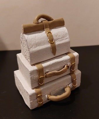 Luggage Set, Tan, Cream Leather, 3pc