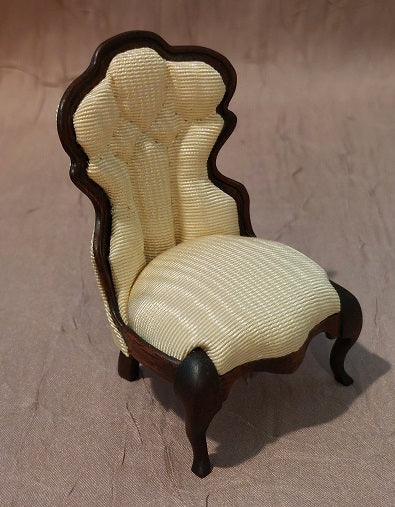 Victorian Side Chair, Cream Moire