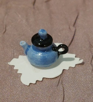 1/2" Scale Stoneware Teapot, Blue