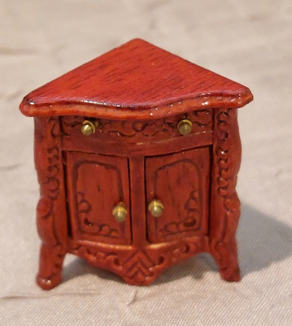 1/2" Scale French Provincial Corner Commode, Mahogany